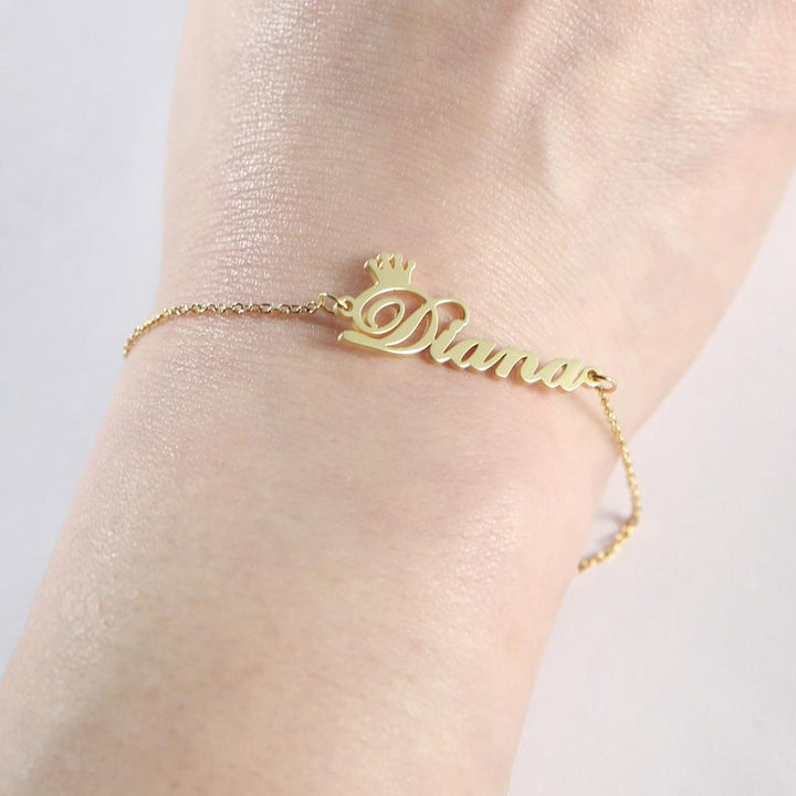 Customize Ankle Bracelet With Name And Crown