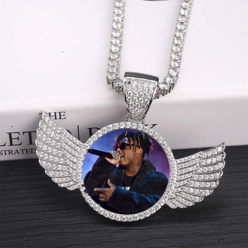 Personalized Picture Necklace With Wings- Christmas Gifts For Men