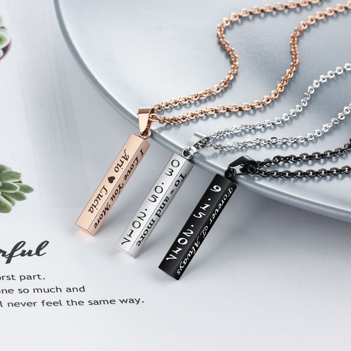 Customize Bar Pendant Necklace-Birthday Gift For 35 Year Old Wife