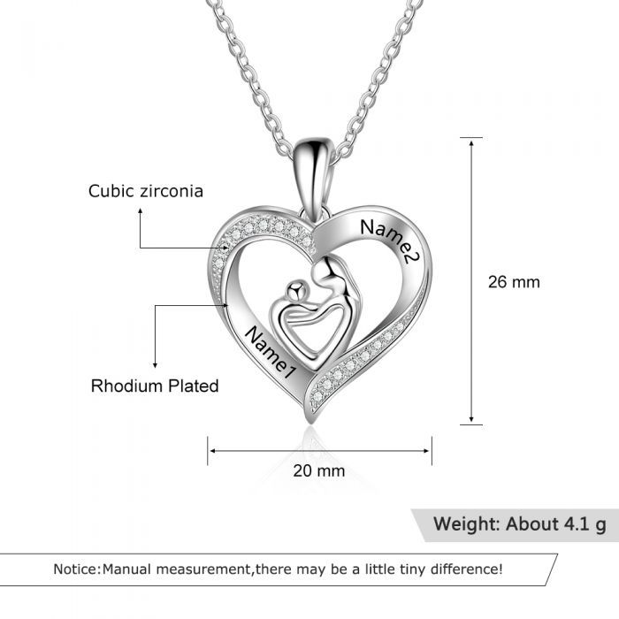 Personalized Heart Necklace- Birthstone & Name Engraved- Exclusive Mothers Day Gifts
