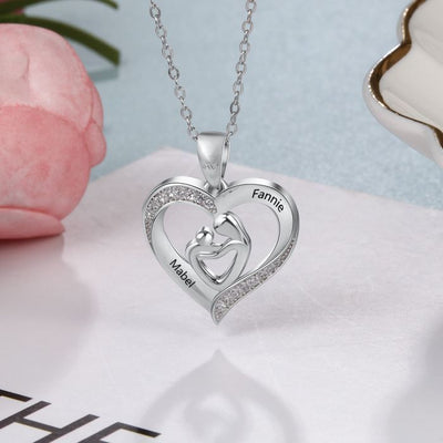 Personalized Heart Necklace- Birthstone & Name Engraved- Exclusive Mothers Day Gifts