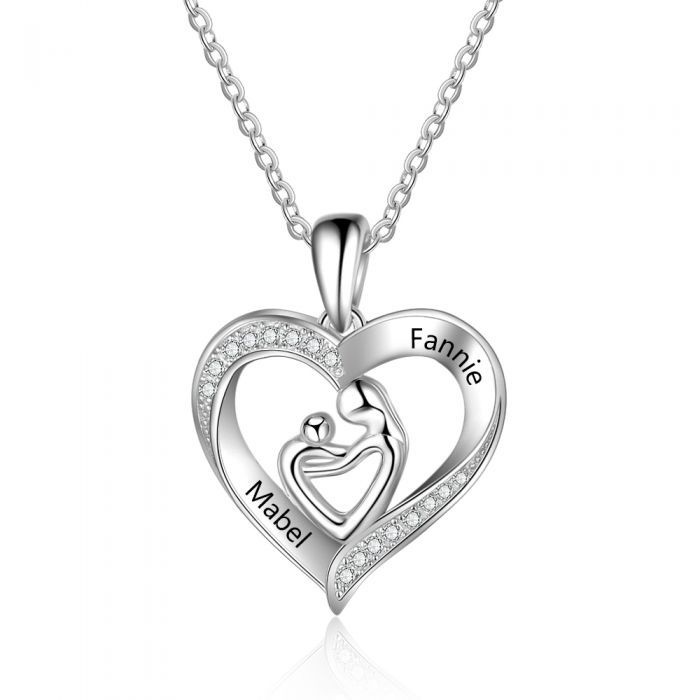 Personalized Heart Necklace- Birthstone & Name Engraved- Exclusive Mothers Day Gifts