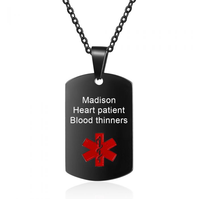 Personalized Stainless Steel Medical Alert Pendant Necklace
