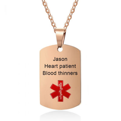 Personalized Stainless Steel Medical Alert Pendant Necklace