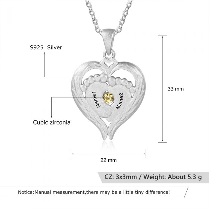 S925 Baby Feet Necklace For Mom- Heart Necklace For Mom