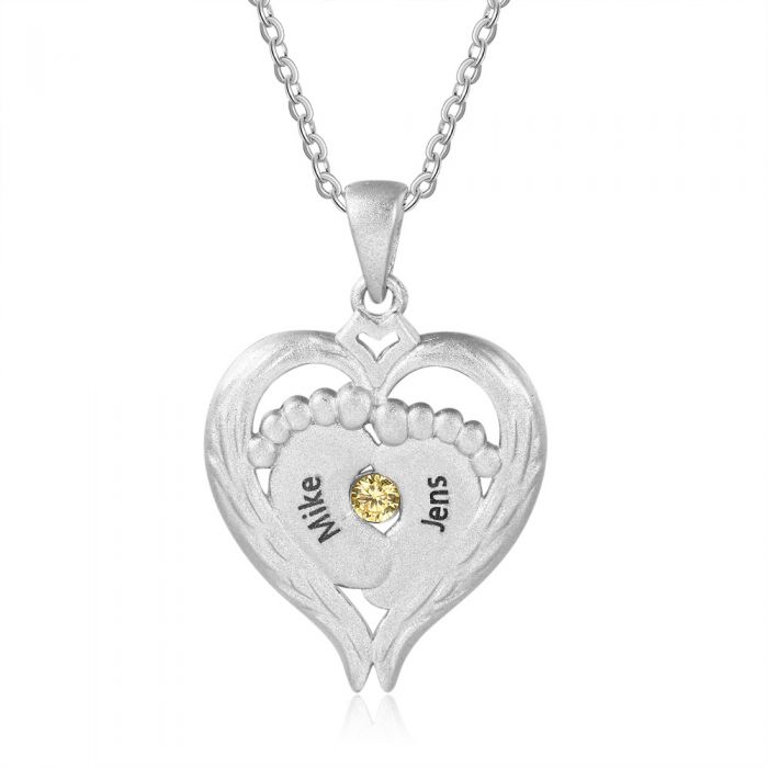 S925 Baby Feet Necklace For Mom- Heart Necklace For Mom
