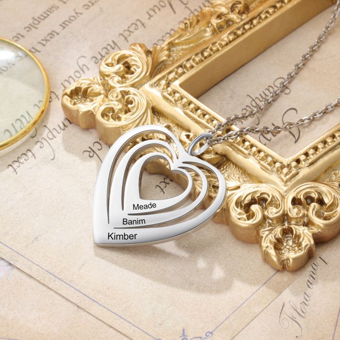 Personalized Heart Necklace With Name-Best Mothers Day Gift With Family Members Name