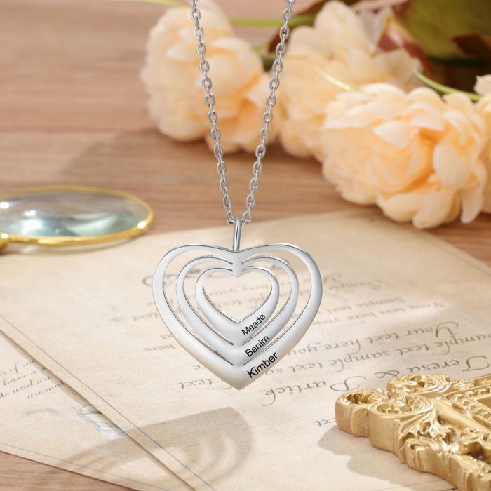Personalized Heart Necklace With Name-Best Mothers Day Gift With Family Members Name