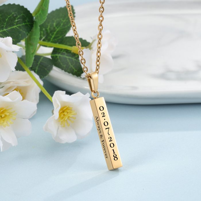 Customize Bar Pendant Necklace-Birthday Gift For 35 Year Old Wife