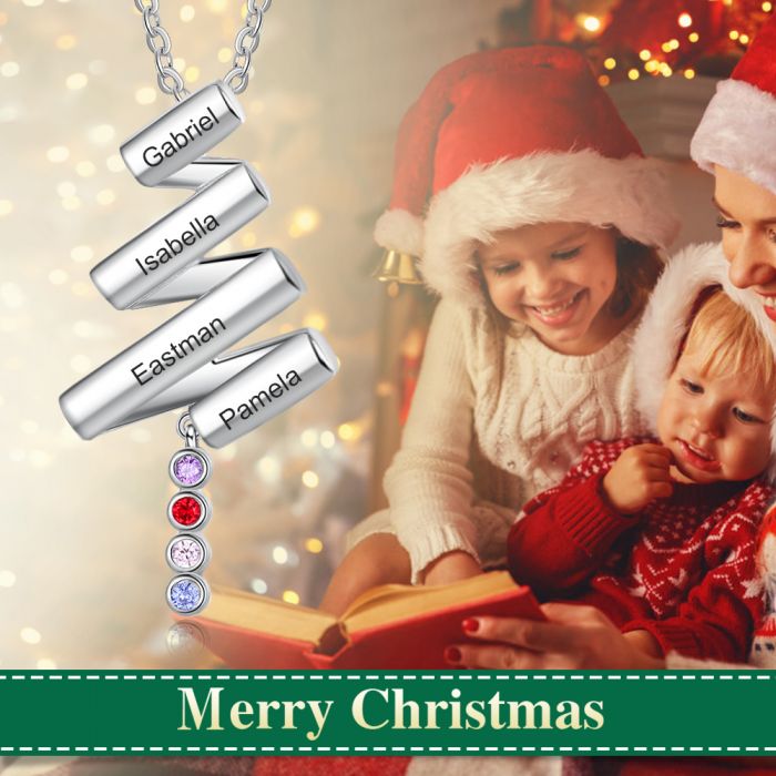 Christmas Tree Name Engraving Necklace