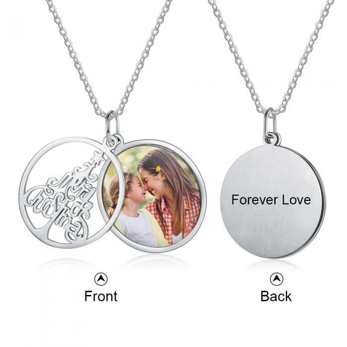Christmas Tree Photo Necklace With Picture Inside-Best Jewelry For Christmas Gifts