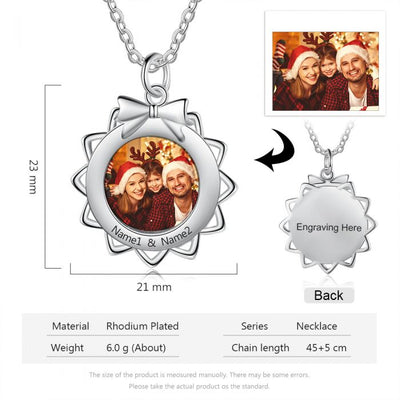 Christmas Bow Necklace With Picture Inside- Best Jewelry For Christmas Gifts