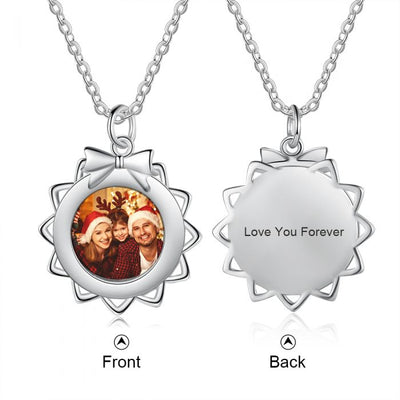 Christmas Bow Necklace With Picture Inside- Best Jewelry For Christmas Gifts