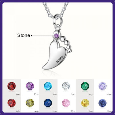 Personalized Birthstone Baby Feet Necklace For Mom- Best Gifts For New Mom- Mothers Day Gift