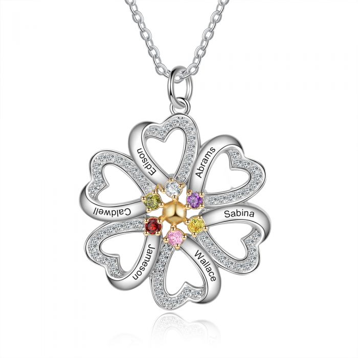 Customized S925 Heart Flower Pendant- Exclusive Valentines Gift For Family