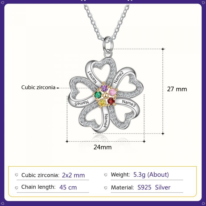 Customized S925 Heart Flower Pendant- Exclusive Valentines Gift For Family