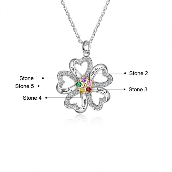 Customized S925 Heart Flower Pendant- Exclusive Valentines Gift For Family