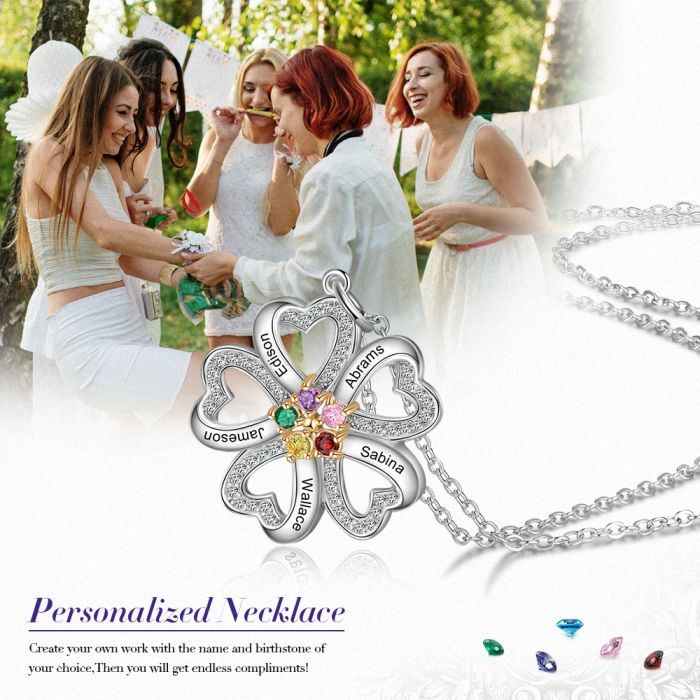 Customized S925 Heart Flower Pendant- Exclusive Valentines Gift For Family