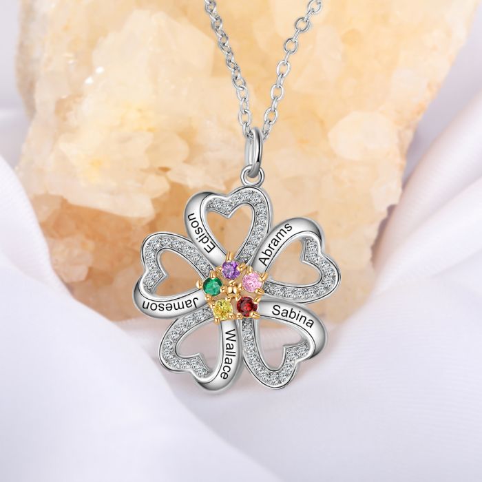 Customized S925 Heart Flower Pendant- Exclusive Valentines Gift For Family