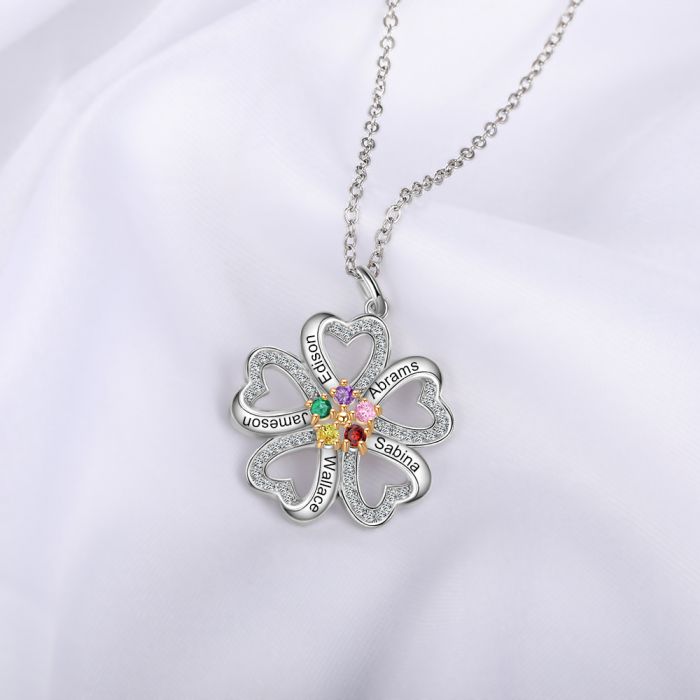 Customized S925 Heart Flower Pendant- Exclusive Valentines Gift For Family