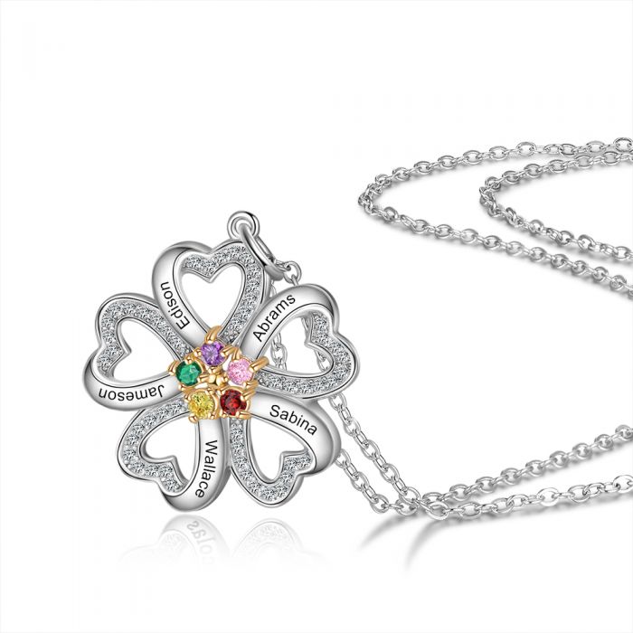 Customized S925 Heart Flower Pendant- Exclusive Valentines Gift For Family