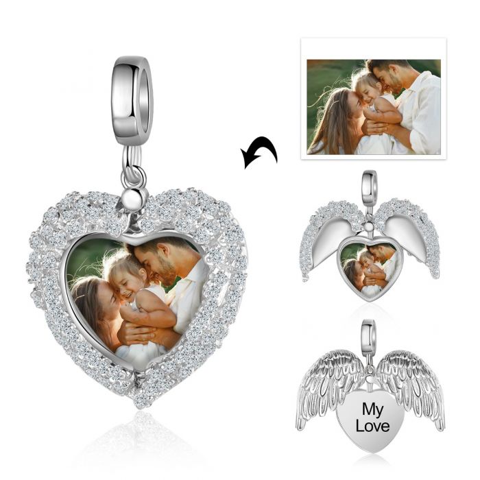 Open Heart Photo Charm Beads-Valentine Gift For Wife