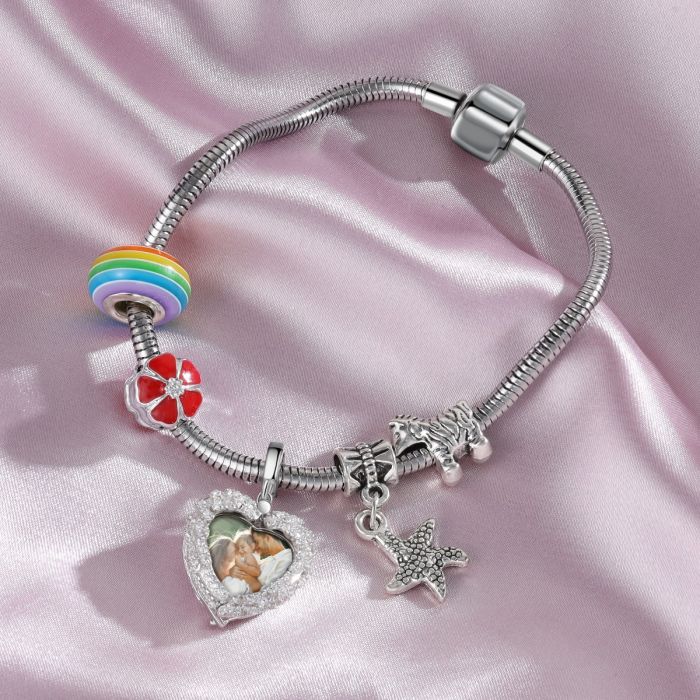 Open Heart Photo Charm Beads-Valentine Gift For Wife