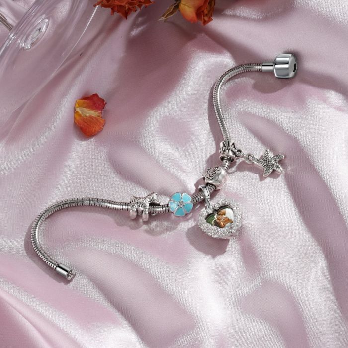 Open Heart Photo Charm Beads-Valentine Gift For Wife