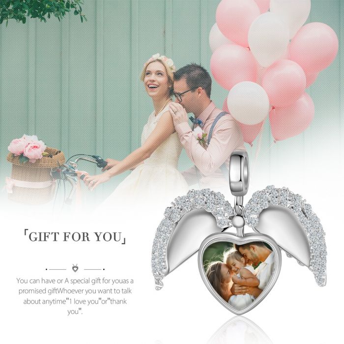 Open Heart Photo Charm Beads-Valentine Gift For Wife