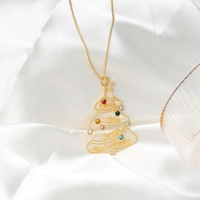 Engraved Christmas Tree Necklace- Fancy  Christmas Jewelry
