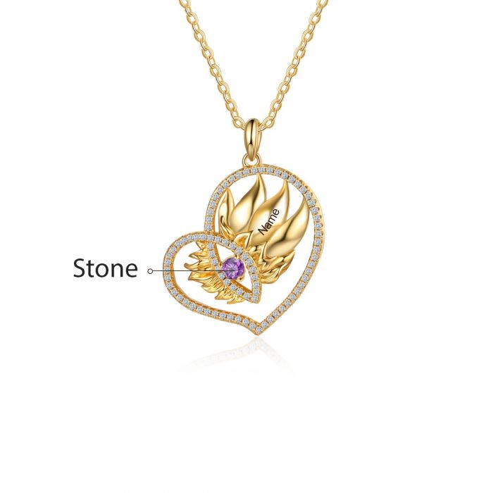 Sunflower Heart Necklace- Best Valentines Day Gifts For Mom