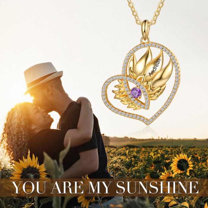 Sunflower Heart Necklace- Best Valentines Day Gifts For Mom