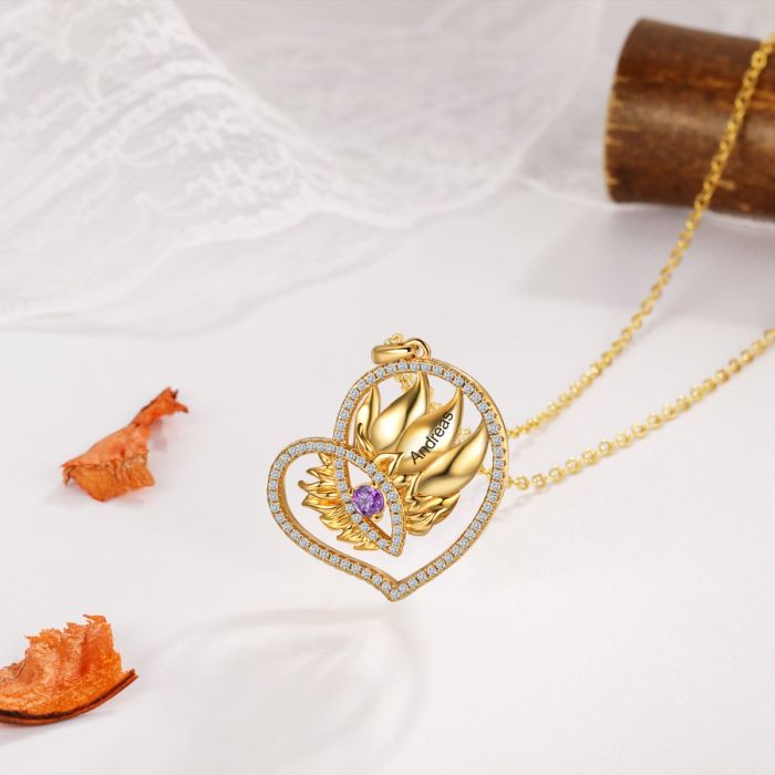 Sunflower Heart Necklace- Best Valentines Day Gifts For Mom