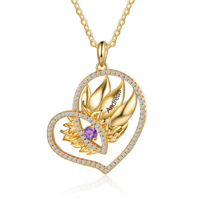 Sunflower Heart Necklace- Best Valentines Day Gifts For Mom