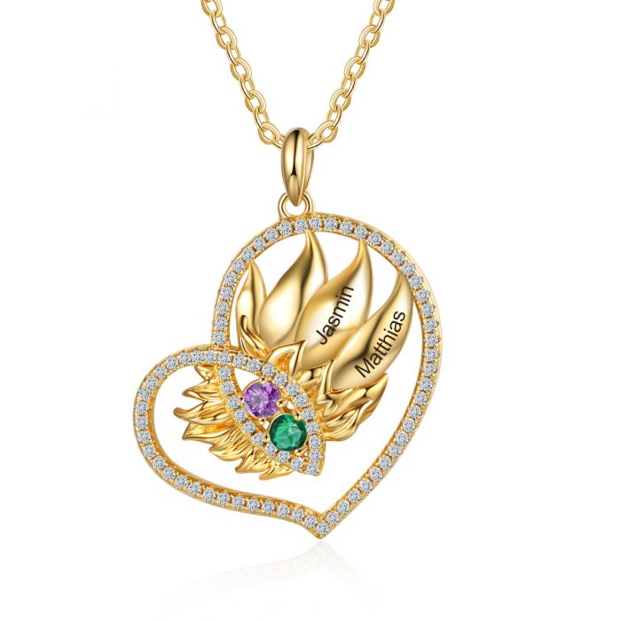 Sunflower Heart Necklace- Best Valentines Day Gifts For Mom