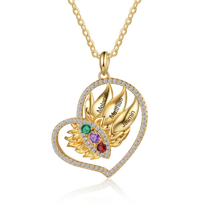 Sunflower Heart Necklace- Best Valentines Day Gifts For Mom