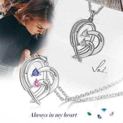 Birthstone Heart Shape Necklace- Valentines Gifts For Her