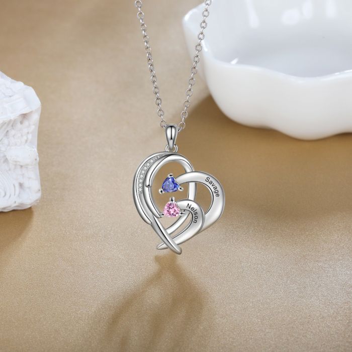 Birthstone Heart Shape Necklace- Valentines Gifts For Her