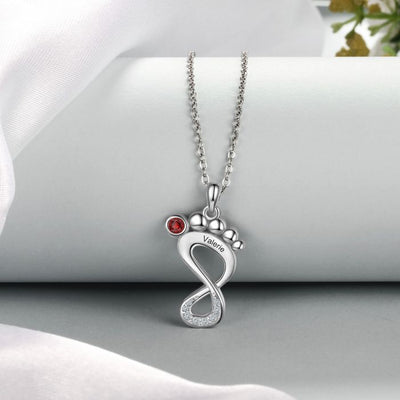Best Mothers Day Necklace-Name Engraved Baby Feet Necklace