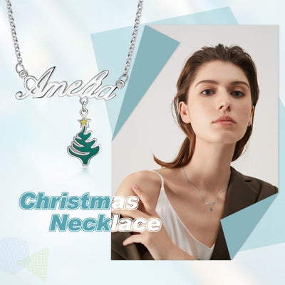 Personalized Christmas Tree name Necklace- Gift for Women