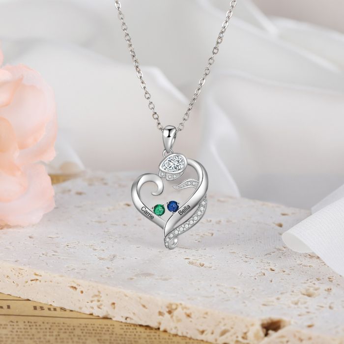 Birthstone Heart Necklace- Valentine's Day Gifts For Her