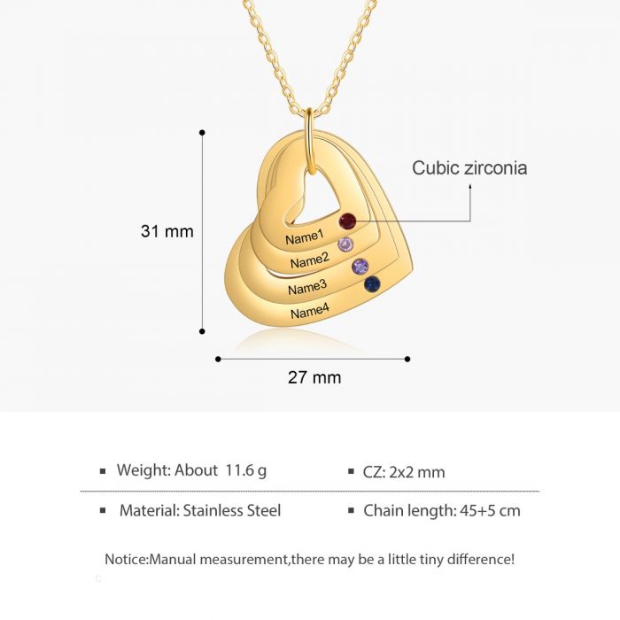 Personalized Multiple Heart Necklace-Valentines Gifts For Kids