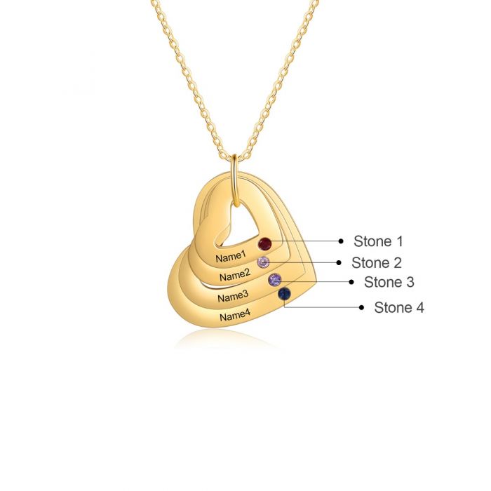 Personalized Multiple Heart Necklace-Valentines Gifts For Kids