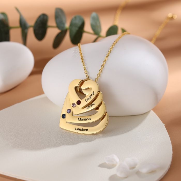 Personalized Multiple Heart Necklace-Valentines Gifts For Kids