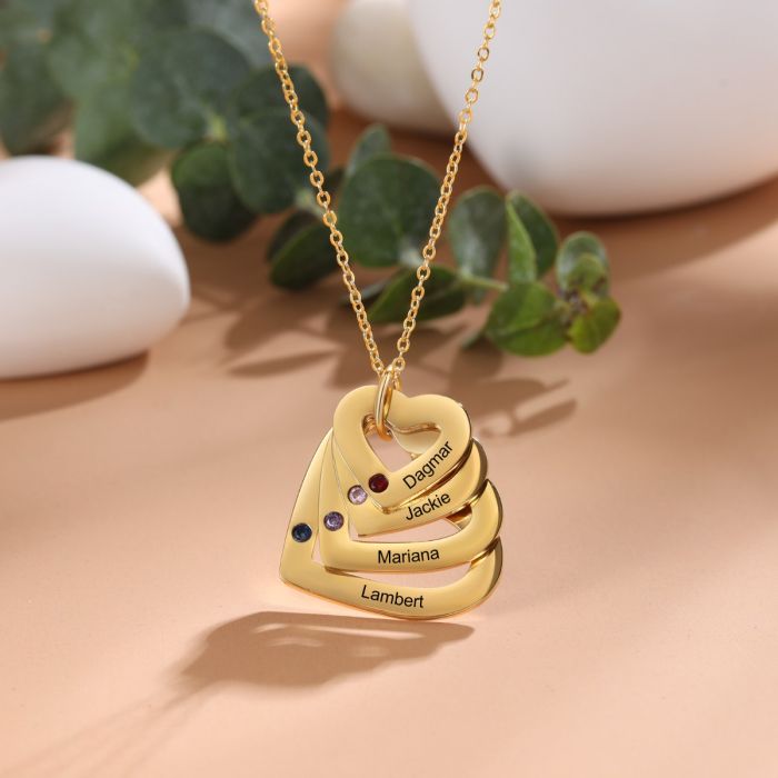 Personalized Multiple Heart Necklace-Valentines Gifts For Kids