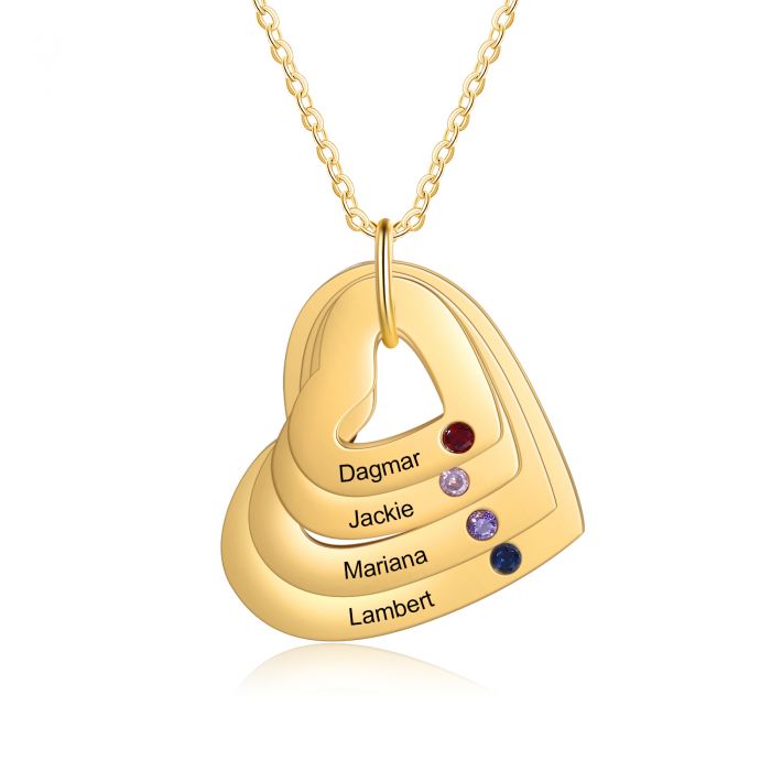 Personalized Multiple Heart Necklace-Valentines Gifts For Kids