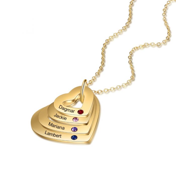 Personalized Multiple Heart Necklace-Valentines Gifts For Kids