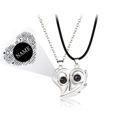 Couple Necklaces-I Love You Necklace 100 Languages- Projection Necklace