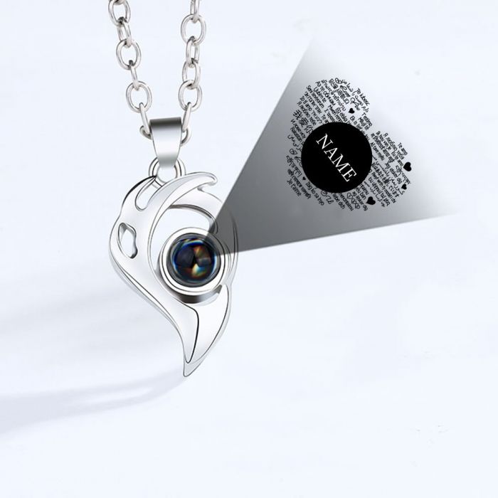 Couple Necklaces-I Love You Necklace 100 Languages- Projection Necklace