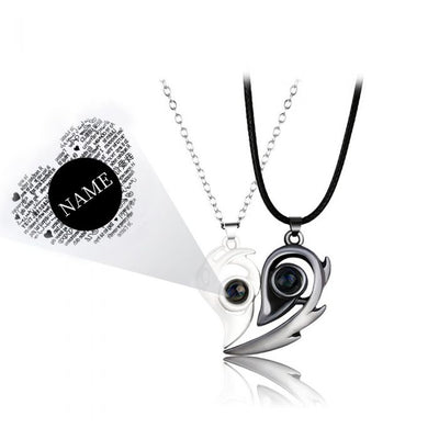 Couple Necklaces-I Love You Necklace 100 Languages- Projection Necklace